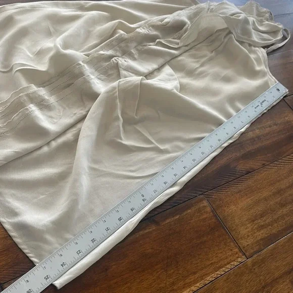 Gentle Fawn Mini Beige Cream Cascading Ruffle Zip Up spaghettini straps dress 6 - Picture 11 of 16